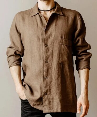Men's Classic Linen Button-Down Shirt