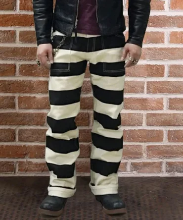 Prison pants motorcycle black and white striped Casual pants