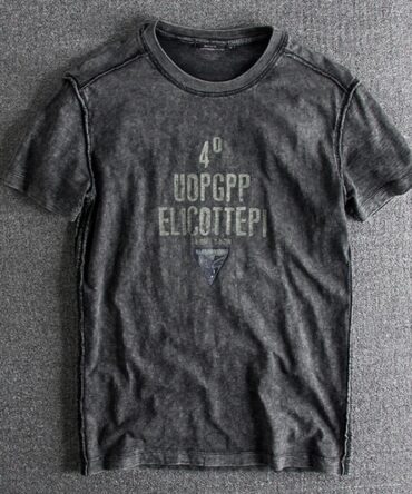 Vintage Washed Old Letter Printed Round Neck Short Sleeve T-Shirt
