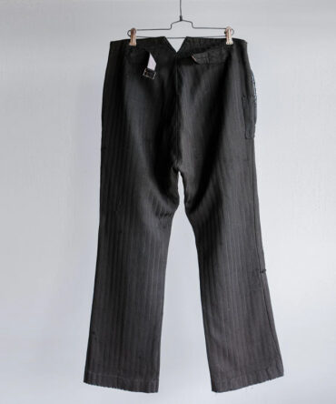 Vintage Black Wool Blend Striped Distressed Work Pants