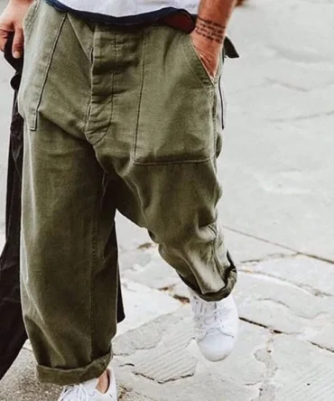 Casual Mens Solid Color Loose Trousers