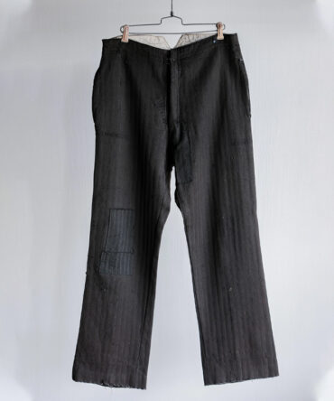 Vintage Black Wool Blend Striped Distressed Work Pants
