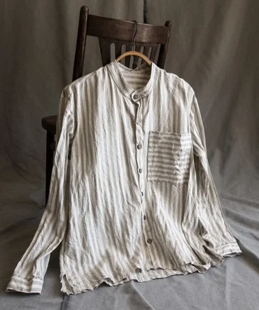 Mens Striped Linen Shirt