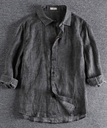 Vintage Dyed Linen Breathable 3/4 Sleeve Washed Shirt