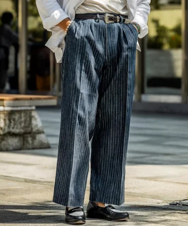 Men's Vintage Loose Straight Striped Jeans