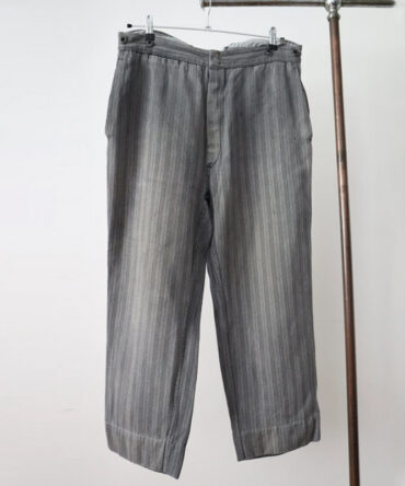 1950s French Grey Stripe Cotton Work Pants