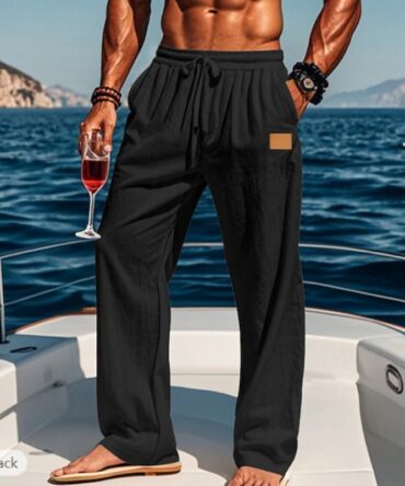 Men's Cotton and Linen Beach Vacation Casual Pants
