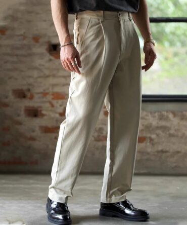 Men's Light Khaki Vintage Tapered Wrinkle-Free Casual Pants