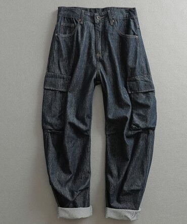 Men's Vintage Cargo Side Pocket Straight Jeans
