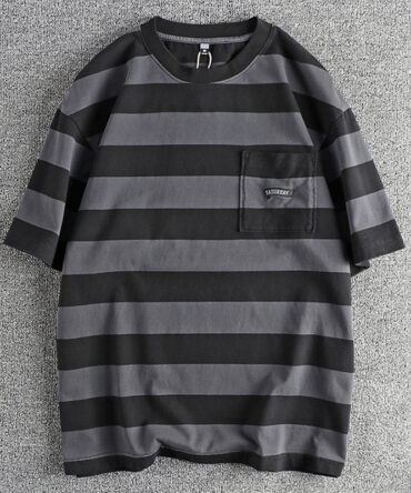 Men's Vintage Wide Stripe Cotton Short Sleeve T-Shirt