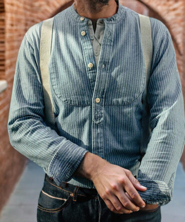 Vintage 100% Cotton Indigo-Dyed Oxford-Woven Striped Shirt