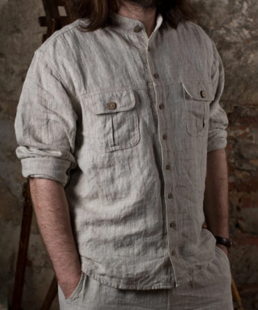 Men's Vintage Long Sleeve Linen Shirt
