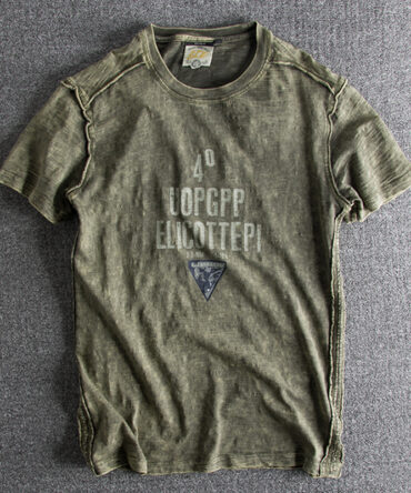 Vintage Washed Old Letter Printed Round Neck Short Sleeve T-Shirt