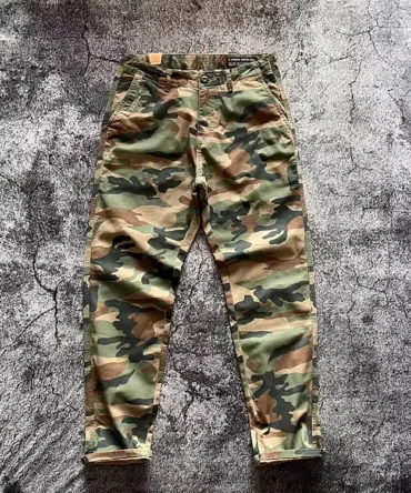 Men's Camouflage Cotton Washed Distressed Straight Casual Pants