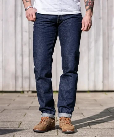 Men's 15oz Natural Indigo Dyed Loose Fit Tapered Jeans