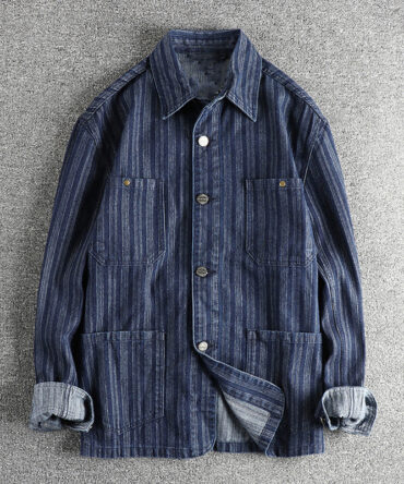 Men's Vintage Indigo Cargo Multi-Pocket Denim Shirt