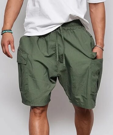 Casual Men's Loose Big Pocket Cargo Green Shorts