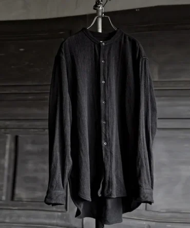 Men's Vintage Cotton and Linen Single Breasted Long Sleeve Shirt