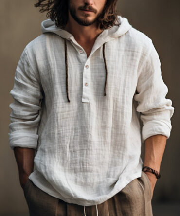 Men's Vintage Hooded Long Sleeve Sweatshirt Shirt