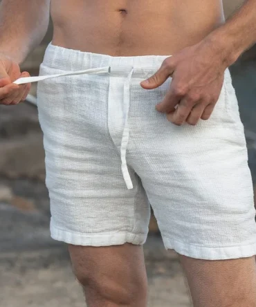 Men's Vacation Waffle Linen Drawstring Shorts