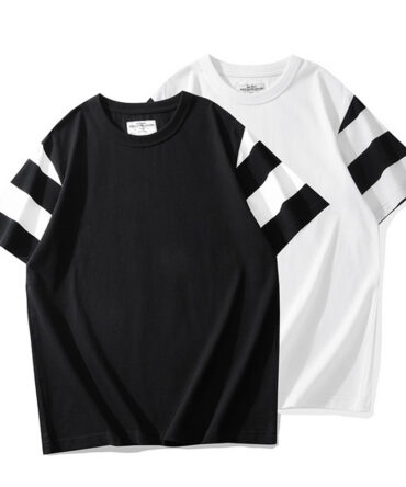 Casual 240g Colorblock Striped Sleeve T-Shirt