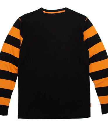 Retro Black And Yellow Striped Letter Print Sweatshirt