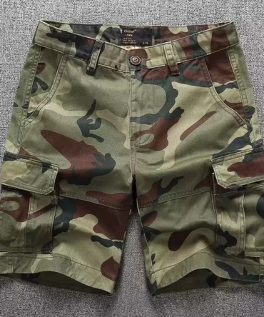 Men's Outdoor Cotton Multi-Pocket Straight-Leg Shorts