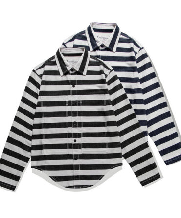 Retro Black And White Striped Long-Sleeved Shirt