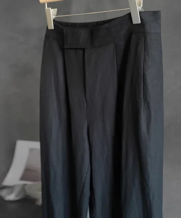 Men's Loose Drop Crotch Linen Workwear Cropped Trousers