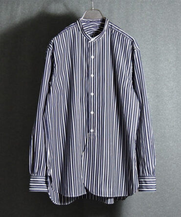 Men's Striped Cotton Stand Collar Long Sleeve Shirt