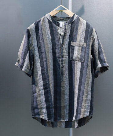 Men's Tie-Dyed Cotton And Linen Short-Sleeved Shirt