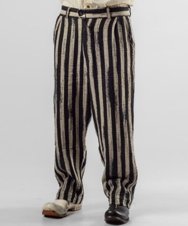 Men's Vintage Cotton and Linen Striped Jacquard Pants