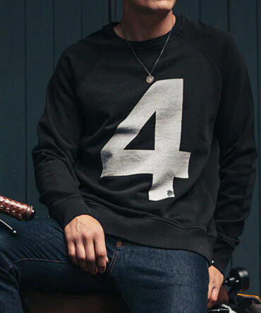 Retro American Letter 4 Print Long Sleeve Casual Sweatshirt