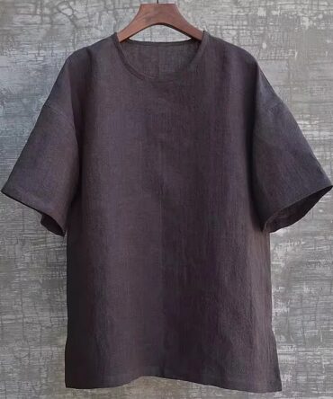 Men's Solid Color Linen Loose-Fit Short Sleeve T-Shirt