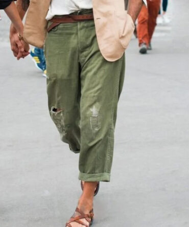 Retro Straight Cotton Linen Ripped Straight Pants