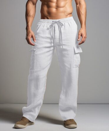 Men's Summer Cargo Cotton and Linen Beach Pants